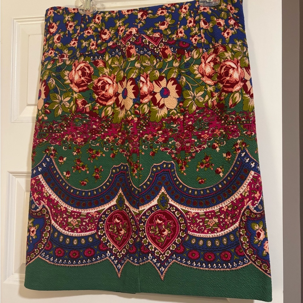 Anthropologie Floral A-Line Skirt - Green, Blue, Red